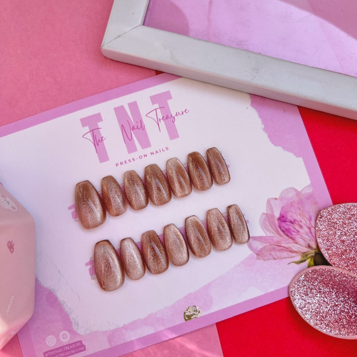 Cat eye press on nails set