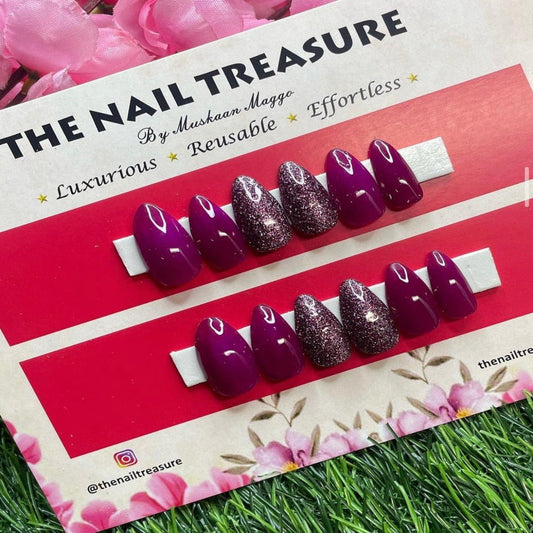 Oh my wine a royal looking premium press on fake nails set by the nail treasure.