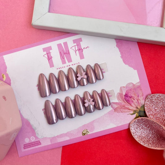 Lilac chrome press on nails set